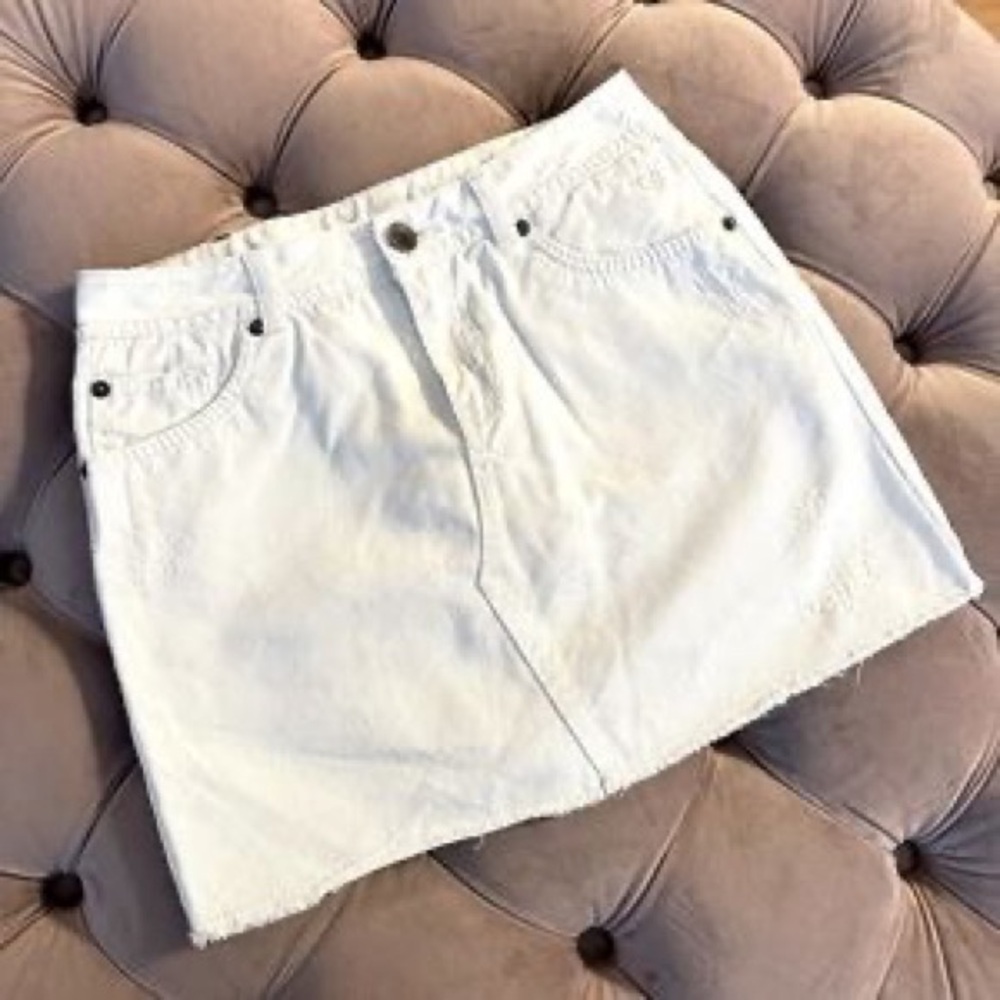 White Denim Mini Skirt - Classic Casual - Picture 2 of 5